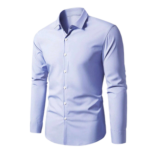 Camisa de Vestir Premium para Hombre, Azul Claro, Corte Entallado, Manga Larga, con Botones, Formal, para Oficina, Negocios, Bodas, Fiestas, Elegante y Clásica - Product Image 5