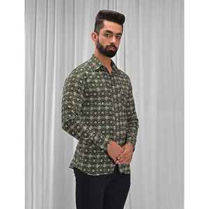 Chemise décontractée pour homme en coton imprimé à manches longues, respirante, en popeline ou tissu Oxford, motif floral ou à pois, offre ODM - Product Image 4