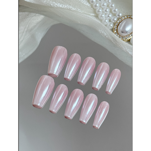 Unghie Finte Lustrous Veil: Nail Art Elegante con Lucentezza Scintillante - Product Image 2