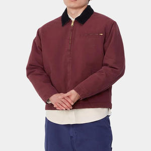 Vestes pour hommes Vêtements de travail d'hiver pour hommes avec logo personnalisé Veste d'extérieur en toile de coton de grande taille Broderie technique délavée sur support - Product Image 6