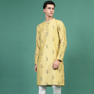 Vente en gros de Kurta brodés pour hommes avec Payjama de l'Inde Festival Wear Wear New Indian Printed Men's Ethnic Wear Set - Product Image 1