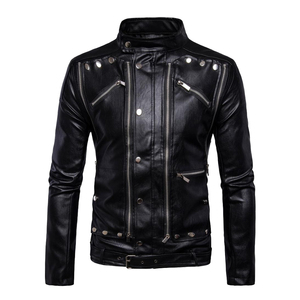 Veste de motard slim fit en cuir véritable pour homme, style vintage, effet vieilli, veste de moto, vêtement d'extérieur tendance pour l'hiver, imperméable et coupe-vent - Product Image 2