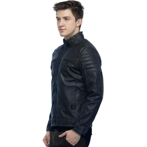 Chaqueta de moto de moda de invierno de diseño personalizado chaquetas de cuero negro de negocios para hombre - Product Image 3