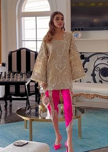 Diseñador elegante 2024 ropa de fiesta Kurta Dhoti vestido Zari bordado hermoso cristal Beadssstone Dabka trabajo encaje/botón - Product Image 2