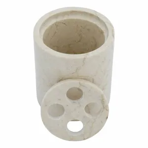 Soporte para cepillo de dientes de mármol champán, soporte para cepillo de dientes de mármol en blanco, soporte para cepillo de dientes redondo - Product Image 3