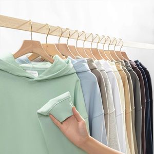 Sudaderas con capucha de felpa francesa de algodón 100% de alta calidad Unisex de manga larga 380gsm de talla grande logotipo personalizado sin cordón cuello con capucha - Product Image 3