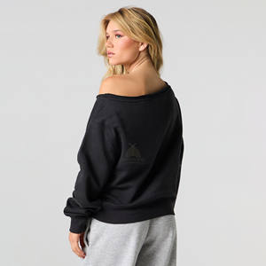 Sudadera Corta de Cuello Redondo, Estilo Desgastado, de Alta Calidad, Holgada, para Mujer, 100% Algodón, Felpa Gruesa, Transpirable y Ecológica - Product Image 2