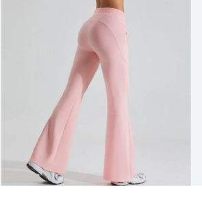 Pantalon de survêtement évasé d'automne personnalisé pour femmes, jogging en coton respirant avec poche, tenue de sport teinte unie à séchage rapide - Product Image 2