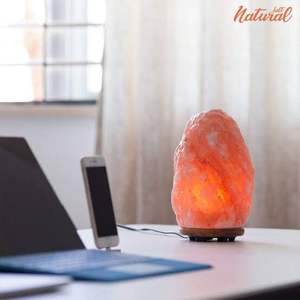 โคมไฟเกลือหิมาลัยธรรมชาติพร้อมสายหรี่ปรับได้และฐานไม้ขัดเงาของตกแต่งชาสไตล์ความรัก - Product Image 5