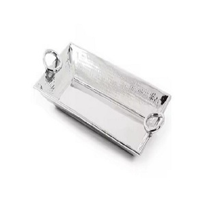 Vente en gros de plateau décoratif en aluminium martelé de qualité supérieure plateau de service vintage en aluminium argenté inoxydable plats - Product Image 6