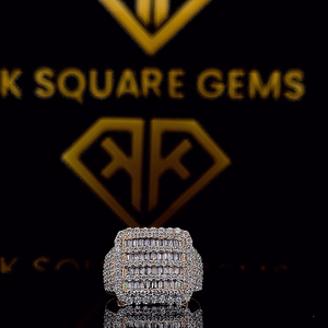 Baguette & Round Cut Moissanite Bague Hip Hop pour homme Bague de fiançailles VVS Moissanite personnalisée en argent 925, Bague de champion glacée - Product Image 5