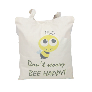 Bolsa de Lona con Asa y Diseño Personalizado Bee Happy, 25 x 35 cm, 500 Unidades, Tejido Impermeable de PC, OEM/ODM Vietnam - Product Image 1