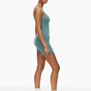 Femmes taille haute Plaid une pièce Sport combinaison Sexy Fitness Yoga Gear Chic Appliques printemps genou longueur-vente d'été chaude - Product Image 3