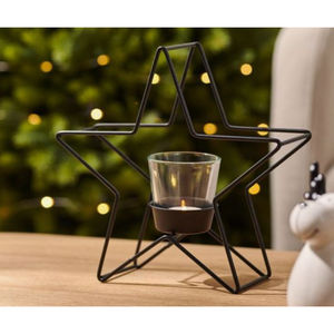 Bougeoir en forme d'étoile en fer noir dernière conception bougeoir photophore pour bougeoir décoratif festif à bas prix - Product Image 1