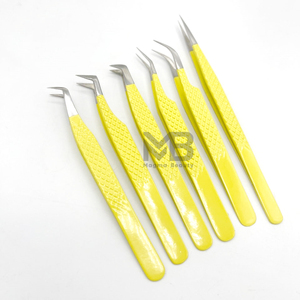 Pinzas de pestañas con logotipo personalizado, puntas plateadas con empuñadura de diamante, pinzas de extensión de pestañas de acero inoxidable japonés, Etiqueta Privada - Product Image 1