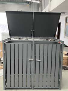 Couvercle de <span class=keywords><strong>poubelle</strong></span> à roulettes en métal Couvercle de <span class=keywords><strong>poubelle</strong></span> en métal <span class=keywords><strong>pour</strong></span> jardin et l'<span class=keywords><strong>extérieur</strong></span> avec porte verrouillable - Product Image 2