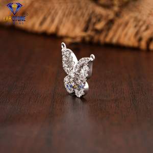 0.769 TDW redondo y Baguette corte diamante colgante de oro blanco por Labstone deslumbrante brillo colgante color/regalo para tu S - Product Image 2