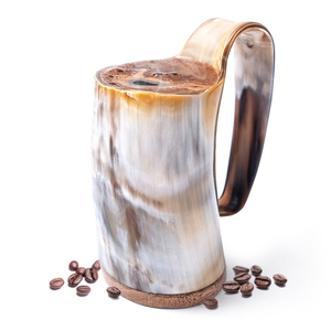 Tazas de cuerno de búfalo europeo de lujo, estilo náutico tallado pulido, artesanías naturales, uso en restaurante, servicio de café, cerveza, Bar en casa - Product Image 4
