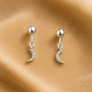 Boucles d'oreilles pendantes demi-lune en argent 925 Zarkan, accessoire de mode - Product Image 1