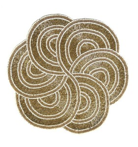 Napperon perlé de graines de broderie napperon à paillettes perlé fait à la main napperon d'Inde - Product Image 4