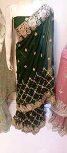 Vêtements en mousseline de soie inde Pakistan robes de soirée pour femmes Sareez dames saree en mousseline de soie de haute qualité - Product Image 4