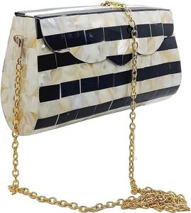 กระเป๋าถือคลัทช์แบบดั้งเดิมสำหรับผู้หญิงกระเป๋าแฟชั่นดีไซน์แบบคุณแม่ประดับมุกฝังลวดลายเรขาคณิตกระเป๋าถือของขวัญวัสดุหนัง - Product Image 2