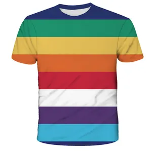 Camiseta de arcoíris IDS Boy cuello redondo manga corta Camiseta a rayas Bandera de arcoíris hombres camiseta Gay Pride hombres camiseta