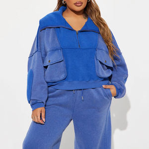 Conjunto Deportivo para Mujer, Estilo Holgado, Sudadera Corta de Felpa Lavada y Pantalones Deportivos con Cordón, Conjunto Deportivo Holgado - Product Image 5