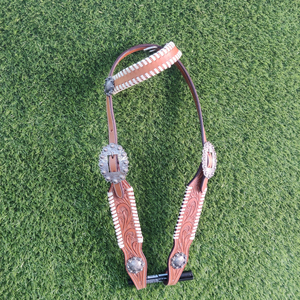 Serre-tête usinée à la main en cuir de vachette occidentale avec bride occidentale pour chevaux par les exportateurs indiens - Product Image 5