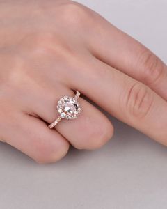 แหวนทองคำแท้18kt แหวนอัญมณีมอร์กาไนต์สีชมพูธรรมชาติหรูหราดีไซน์ใหม่สีทองแท้แหวนเครื่องประดับเพชรแท้ - Product Image 5