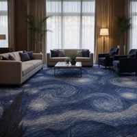 Moquette Commerciale Mur-à-Mur en Polypropylène Imprimé Nuit Étoilée pour Couloir, Hall et Salon