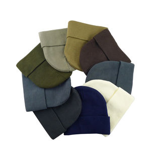 Venta al por mayor de gorros de Jacquard en blanco personalizados, gorros de punto con puños unisex en colores sólidos, ropa de calle y artículos esenciales de invierno - Product Image 1