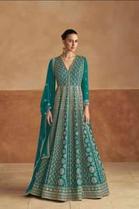Traje Anarkali Maruti Fashion para Mujer, con Bordado de Lentejuelas Chinon, Largo hasta el Suelo, Corte Regular, Estilo Pakistaní, para Trabajo y Bodas - Product Image 5