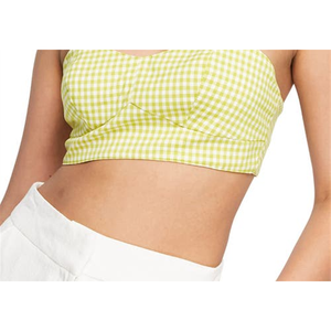 Top Corto Giallo a Quadretti Gingham Topshop Taglia XS Traspirante ed Elastico con Colletto a Fiocco Stile Basic e Trendy per Uso Quotidiano - Product Image 3