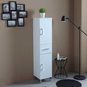Ravenna Medium-Sized <b>White</b> Bathroom Column with Doors and <b>Drawer</b> Bathroom <b>Sets</b> - Product Image 1