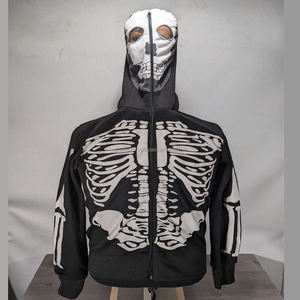 <b>Men</b> 2025 Streetwear Custom <b>Black</b> full face skull Designs <b>hoodies</b> <b>Zip</b> <b>up</b> Puffer Zipper Jackets - Product Image 1