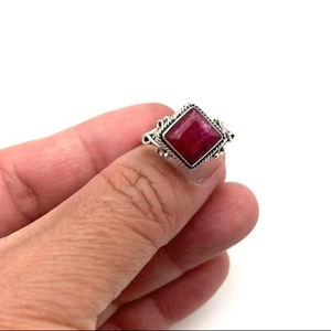 Anillo de piedras preciosas de rubí de Plata de Ley 925, joyería hecha a mano, anillo de estilo bohemio de plata, joyería para mujer, regalo de boda para esposa - Product Image 1