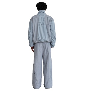 Ensemble de survêtement coupe-vent sur mesure pour hommes, taille plus, motif uni, polyester, nylon, fermeture éclair, coupe-vent - Product Image 2