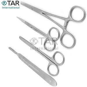 Juego de cirugía General de 5 uds., mango de bisturí, pinzas hemostáticas, tijeras de puntada de sutura, tijeras de disección de Iris, instrumentos médicos - Product Image 4
