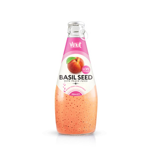 Bebida de Semillas de Albahaca VINUT de 290 ml, Alta Calidad, Marca Privada Personalizada, Baja en Calorías, Jugo de Durazno con Puré, Botella de Vidrio - Product Image 1