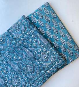 Jaipur ผ้าฝ้ายบล็อกพิมพ์ด้วยมือแบบ100% ทำด้วยมือผ้าฝ้ายแบบดั้งเดิมเป็นมิตรต่อสิ่งแวดล้อมระบายอากาศได้ - Product Image 4