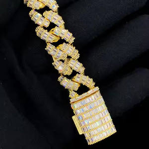 New Arrival HIPHOPSTAR ICED-OUT Miami Cuban Link Hiphop <b>Bracelet</b> VVS Baguette Moissanite 925 Sterling Silver <b>Rose</b> <b>Gold</b> Jewelry - Product Image 5