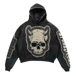 Fabricants de vêtements personnalisé en détresse à capuche surdimensionné Boxy Fit recadrée Street Wear sweats à capuche pour hommes sweat à capuche thermique 2025 - Product Image 3