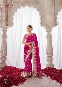 ผ้าไหมคอร่าออกแบบใหม่ล่าสุดพร้อมชุด minakari pallu - Product Image 4