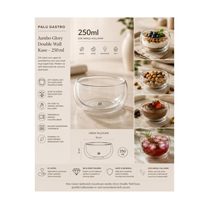 <b>Double</b>-<b>Walled</b> <b>Glass</b> Bowl 250 ml Heat Resistant Cup for Tea Office Hotel Hiking - Product Image 1