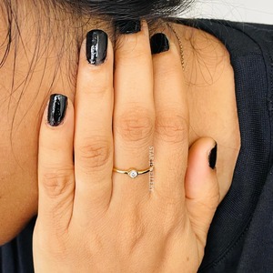 แหวนเพชรธรรมชาติชุดฝาเรียบง่ายสีทอง14K - Product Image 2