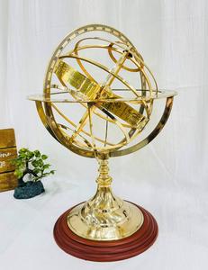 Antique Vintage Armillary Brass Sphere Globe for Graduation Decor Wooden Display for Pirate's Antique Ship - Product Image 2