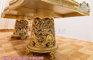 Juego de Comedor de Madera de Teca con Acabado Italiano Rococó, Tallado a Mano, Clásico, para 8 Personas, con Acabado Dorado, Hecho en EE. UU. - Product Image 2