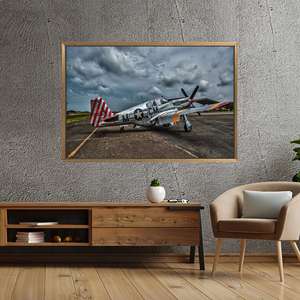 ผ้าใบพิมพ์ลายเครื่องบินรบโบราณ: งานศิลปะตกแต่งเครื่องบินสงครามโลกครั้งที่สอง,1P:กรอบสีทอง - Product Image 1