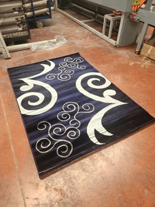 Alfombra Adiva Moderna Abstracta Rectangular con Patrón de Remolinos en Blanco y Negro, de Algodón Tufted, Antideslizante, con Base de Yute, Resistente a las Manchas, Pelo Medio - Product Image 3